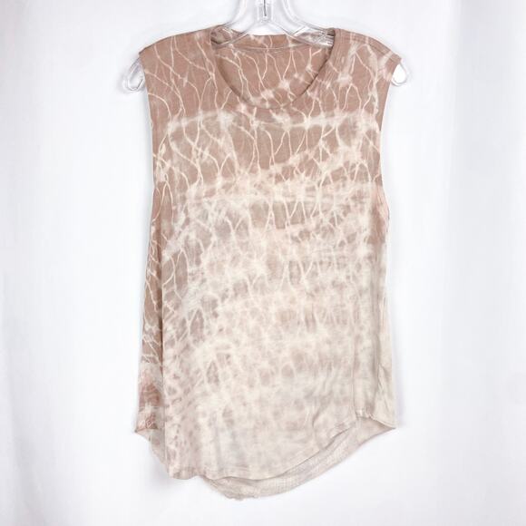 Raquel Allegra Muscle Tee Size 10 Mauve Pink Tie Dye Shredded Gauze Boho Beach - Picture 1 of 10